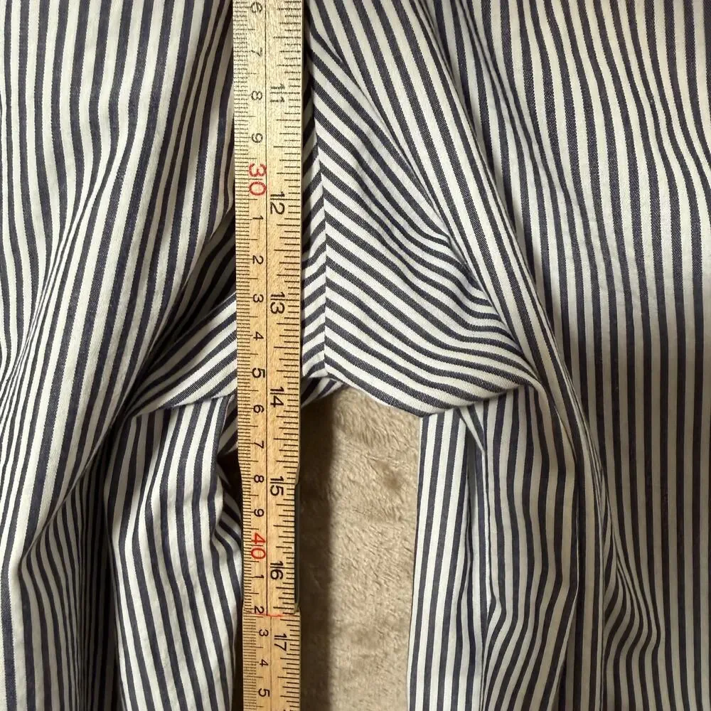 J.Crew Navy White Striped Ruffle Sleeve Cotton Poplin Wrap Jumpsuit Nautical 2